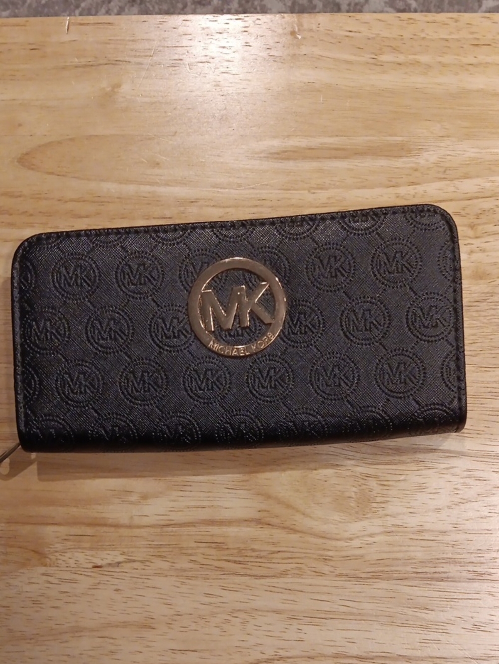 Michael Kors Large Zip-Around Continental Wallet - Black Embossed Signature Logo